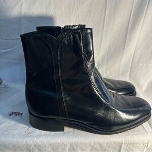 Florsheim Black Leather Mens Boots 11 E 11087-01 Size DUKE Bike Toe Zipper Boot